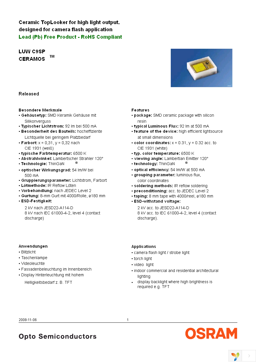 LUW C9SP-N4N6-EG-Z Page 1